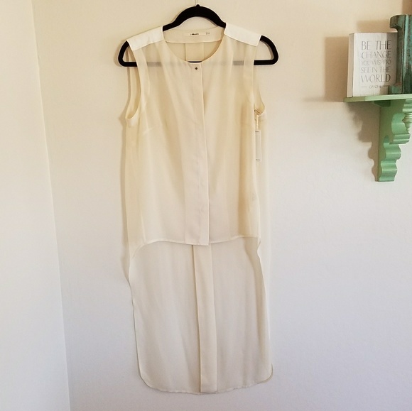 NWT J Brand sheer cream blouse with lamb leather - Picture 2 of 7